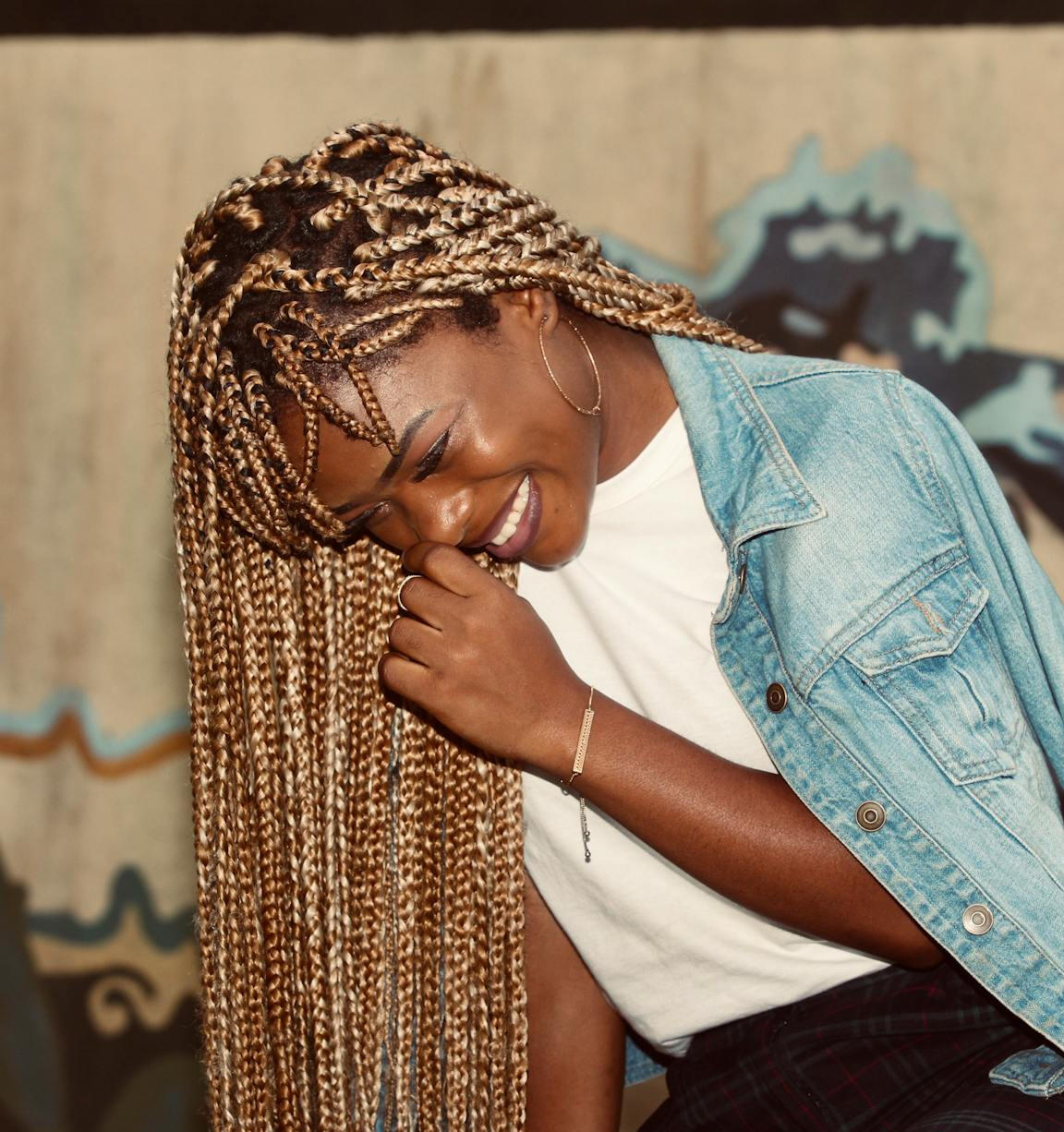 girl with pink hair in pink hoodie